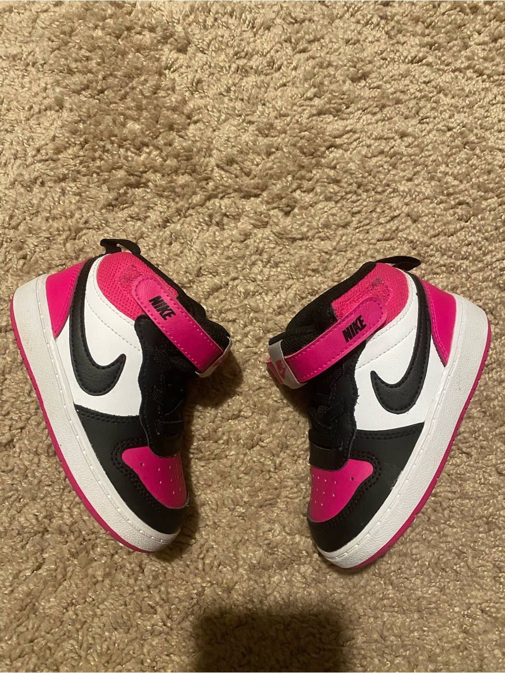 Nike court borough mid 2 pink/white/black toddler 7c